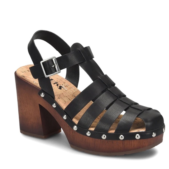 Korks Whitney Wood grain Platform studded details straps buckle Sandal sz 10 NWT - Picture 1 of 9